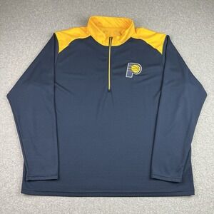 Indiana Pacers Pullover Mens 2XL Blue Antigua 1/4 Zip Mock Striped Pullover NBA